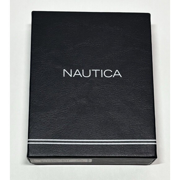 Nautica Men's Weatherly Genuine Leather Passcase Bi-Fold Wallet Black - Picture 1 of 7